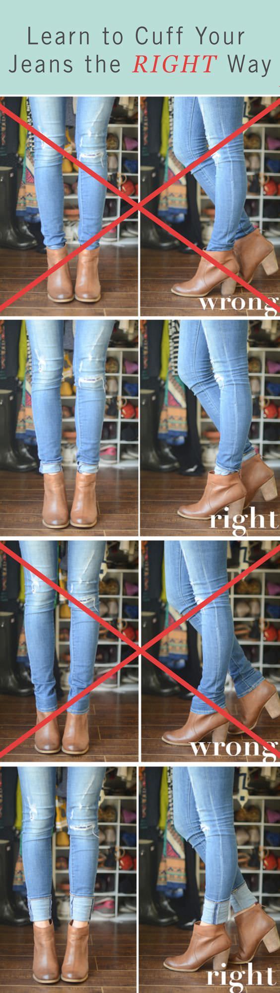 Learn to cuff your jeans properly to make ankle boots the most flattering on your leg!