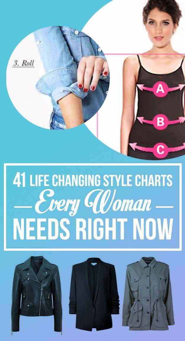 Want to stylish and fashionable and want to save your money too? Must see these 41 helpful STYLE CHARTS now!