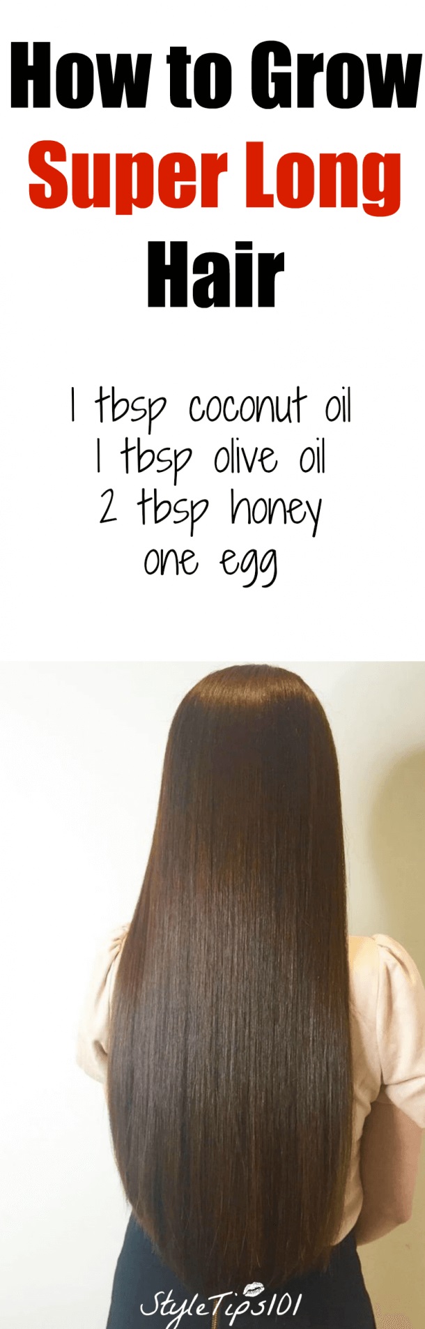 Learn how to grow super long hair the easy, most natural way! Just 4 ingredients needed and your hair will start growing quicker than anything!
