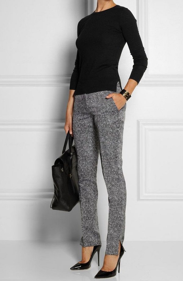 work-outfit-black-blouse-plus-grey-pants