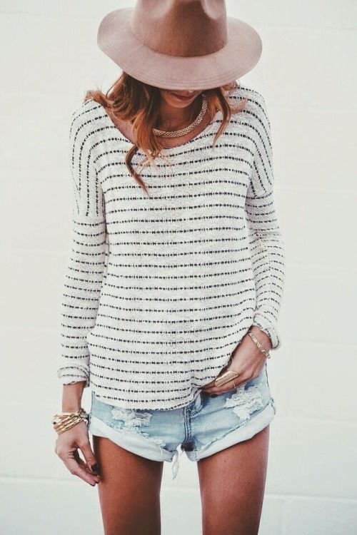 striped-sweater-and-shorts